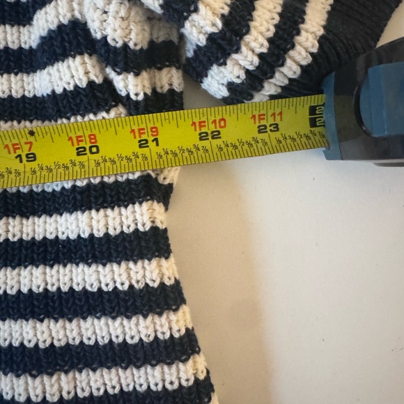 Anthropologie Maeve Puff-Sleeved Sweater Tee Nautical Stripe| Navy White | SZ 3X - Picture 11 of 13